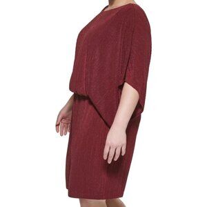 Jessica Howard Women's Cocktail Blouson Dress Knee Length JH1W1058 Wine Size 14W